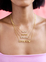 Disney Mickey Mouse 18K Gold Plated Sterling Silver Custom Nameplate Necklace - Gold/Pavé