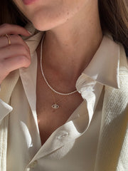 18K Gold Motif Necklace - Evil Eye