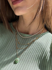 Aura Semi-Precious Pendant Necklace - Green