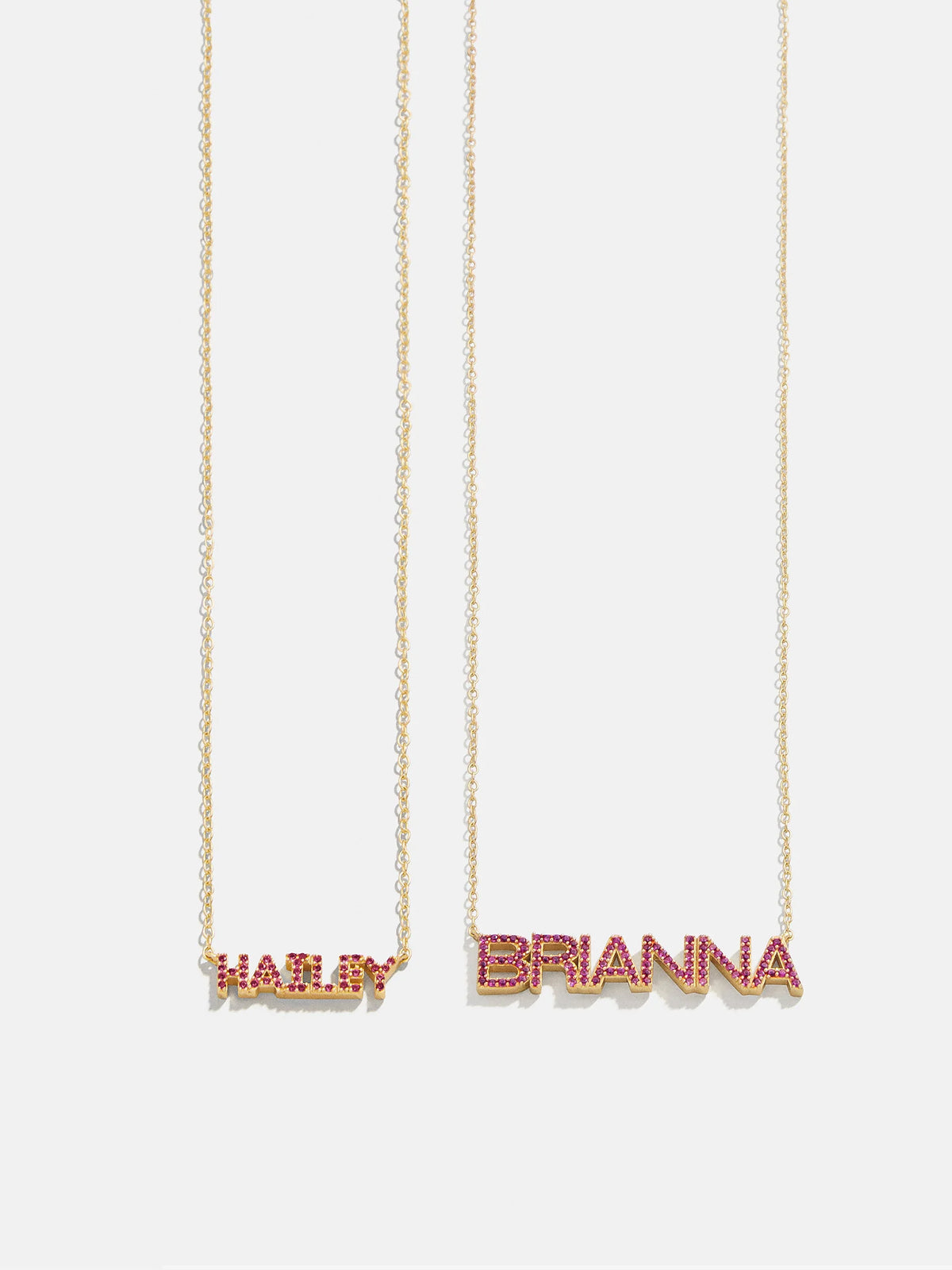 18K Gold Birthstone Custom Nameplate Necklace - Ruby
