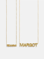 18K Gold Birthstone Custom Nameplate Necklace - Peridot