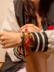 Knotty Varsity Number Custom Bracelet - Cherry Red Double Digit