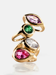 Gold Cubic Zirconia Custom Birthstone Ring - Crystal