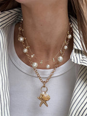 Pacifica Seashell Necklace - Gold/Pavé